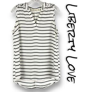 Liberty Love Sleeveless Lightweight Striped Blouse Womens Size M